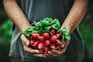 farmer with radishes
