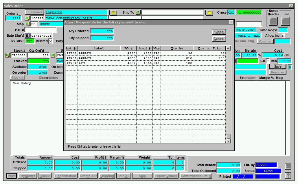 lot chooser screenshot