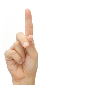 1 finger demonstrating first way technology can improve your business
